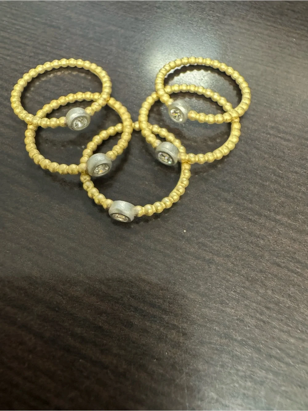 Freida Rothman Size 7 Matte Gold 5-Piece Ring Set-New